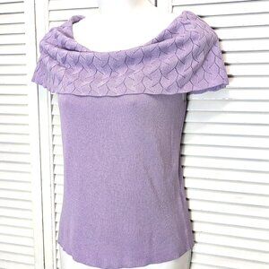 Dana Buchman Off The Shoulder Sweater Lavender Purple Lilac Short Sleeve Small